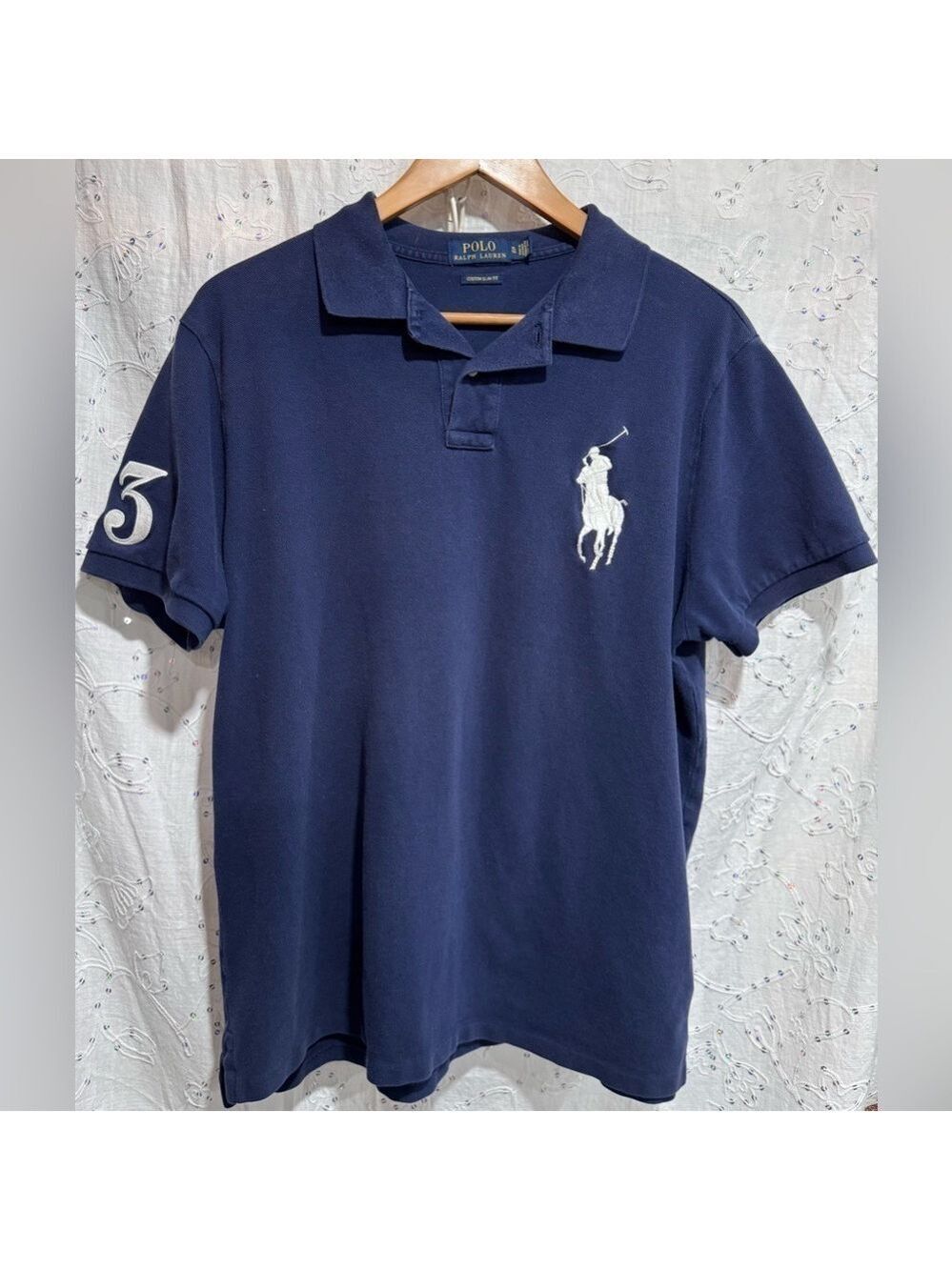Polo Ralph Lauren Custom Slim Fit Polo Shirt - Large Embroidered Logo Size XL
